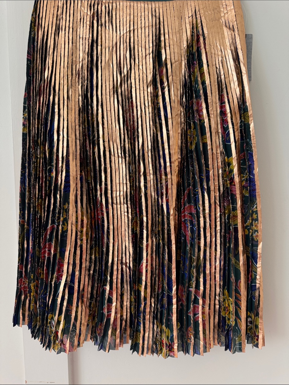 NWT Anthropologie Metallic Printed Pleated Skirt 2P - Picture 2 of 12